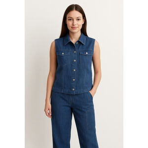 Jones Jeans 100% Linen 2-Pc Outfit Denim Vest Top 14W & Painter Pants 16